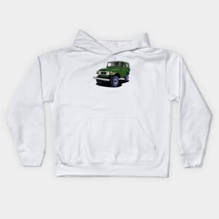 Toyota Land Cruiser (J40) truck in dark green Kids Hoodie